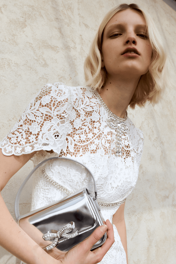 Self Portrait Vesker Silver Leather Micro Bag