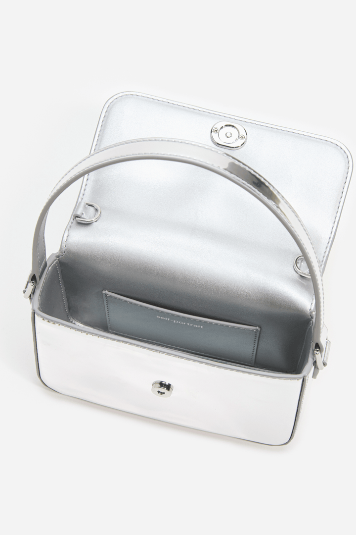 Self Portrait Vesker Silver Leather Micro Bag