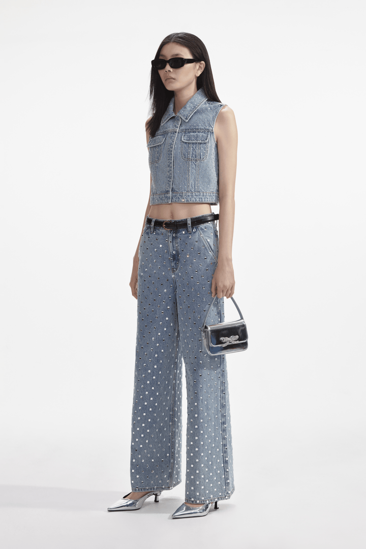 Self Portrait Vesker Silver Leather Micro Bag