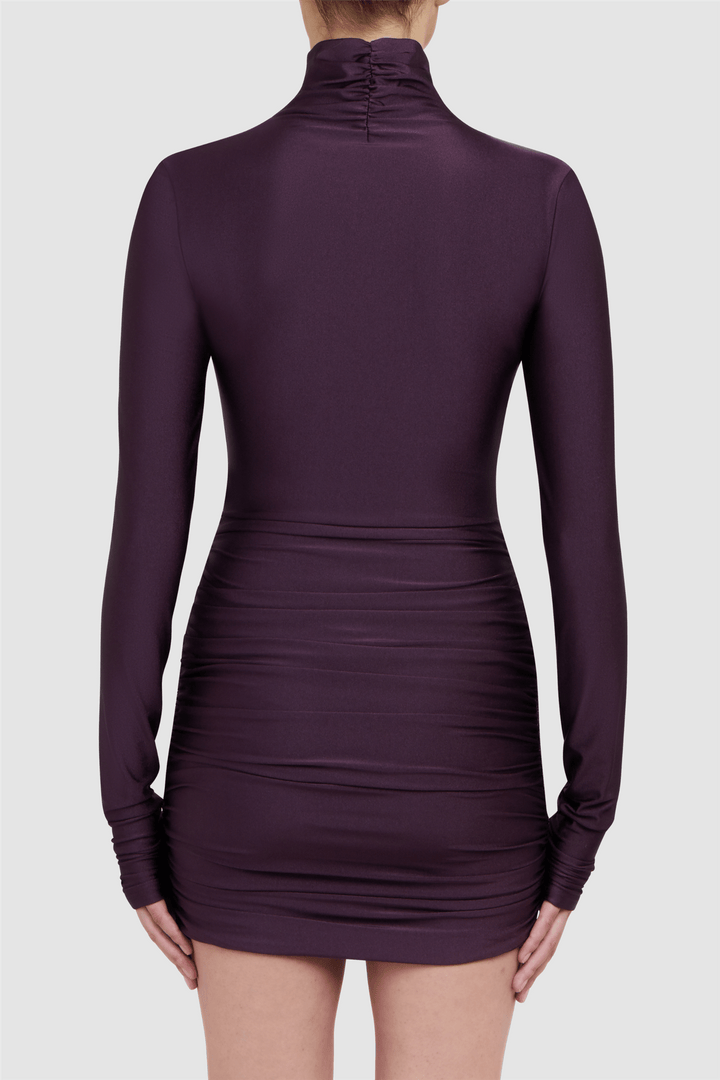 The Andamane Kjoler & jumpsuits Oleandra Turtleneck Draped Mini Dress Rouge Noir
