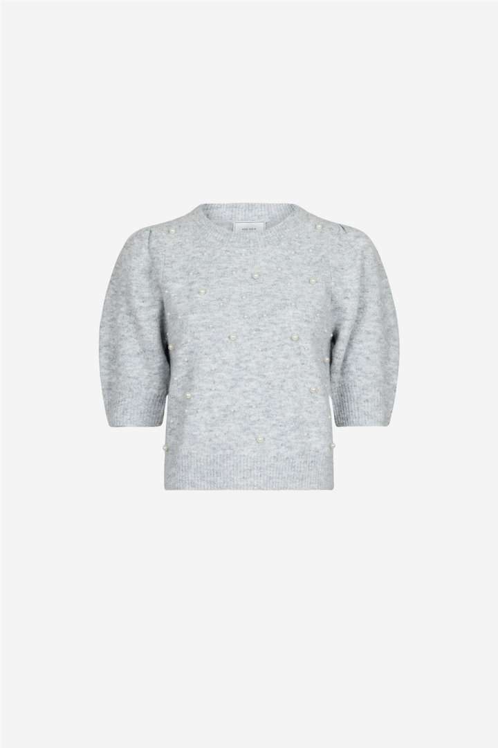 Maia Pearl Knit Tee Light Grey Melange