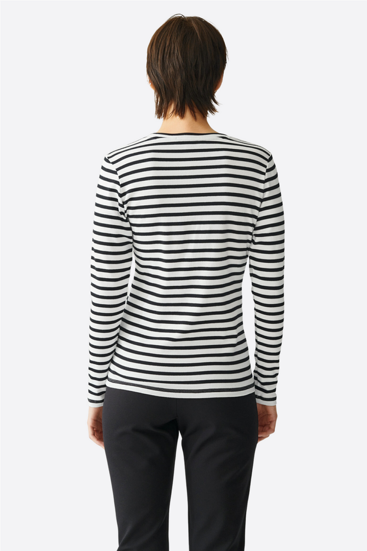 Andrea Long-Sleeve RIB B & W Stripe
