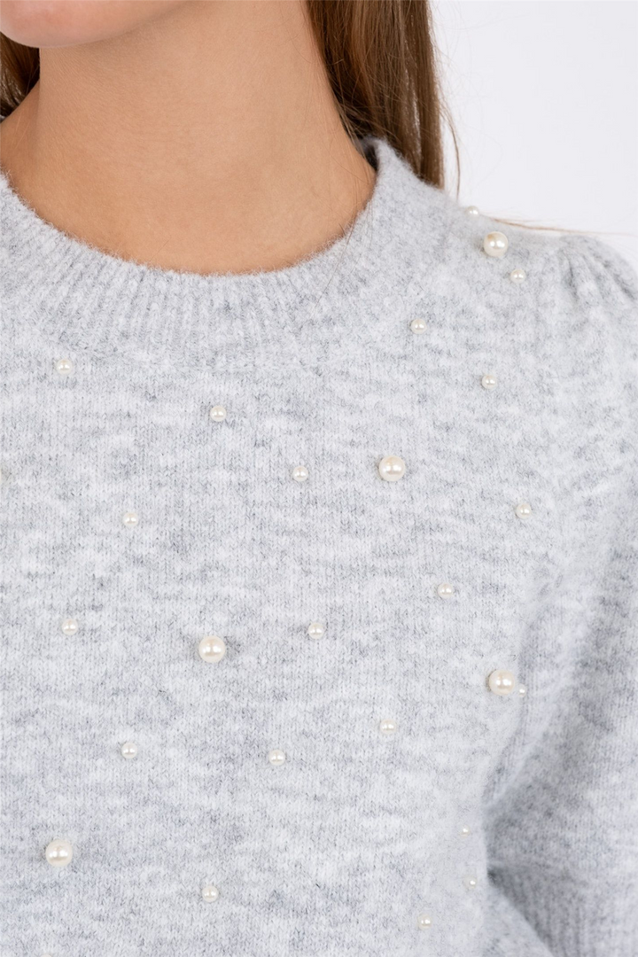 Maia Pearl Knit Tee Light Grey Melange