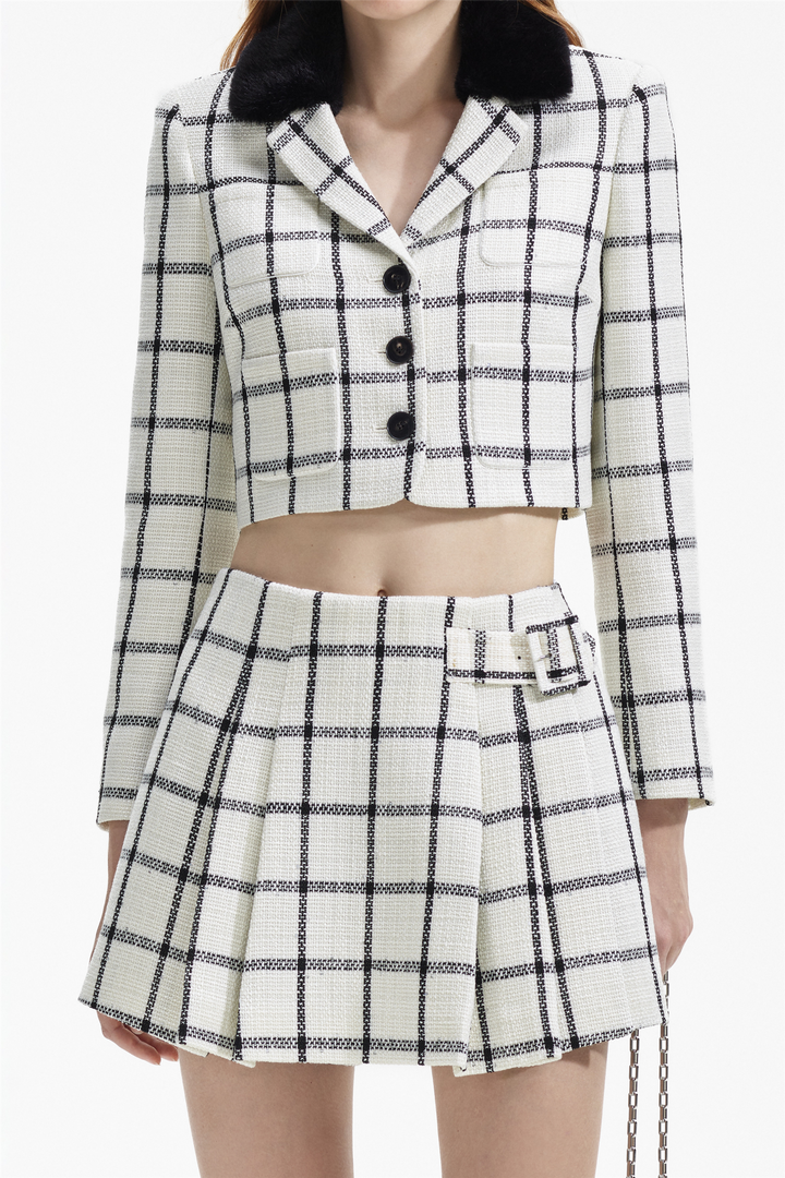 Cream Check Skirt