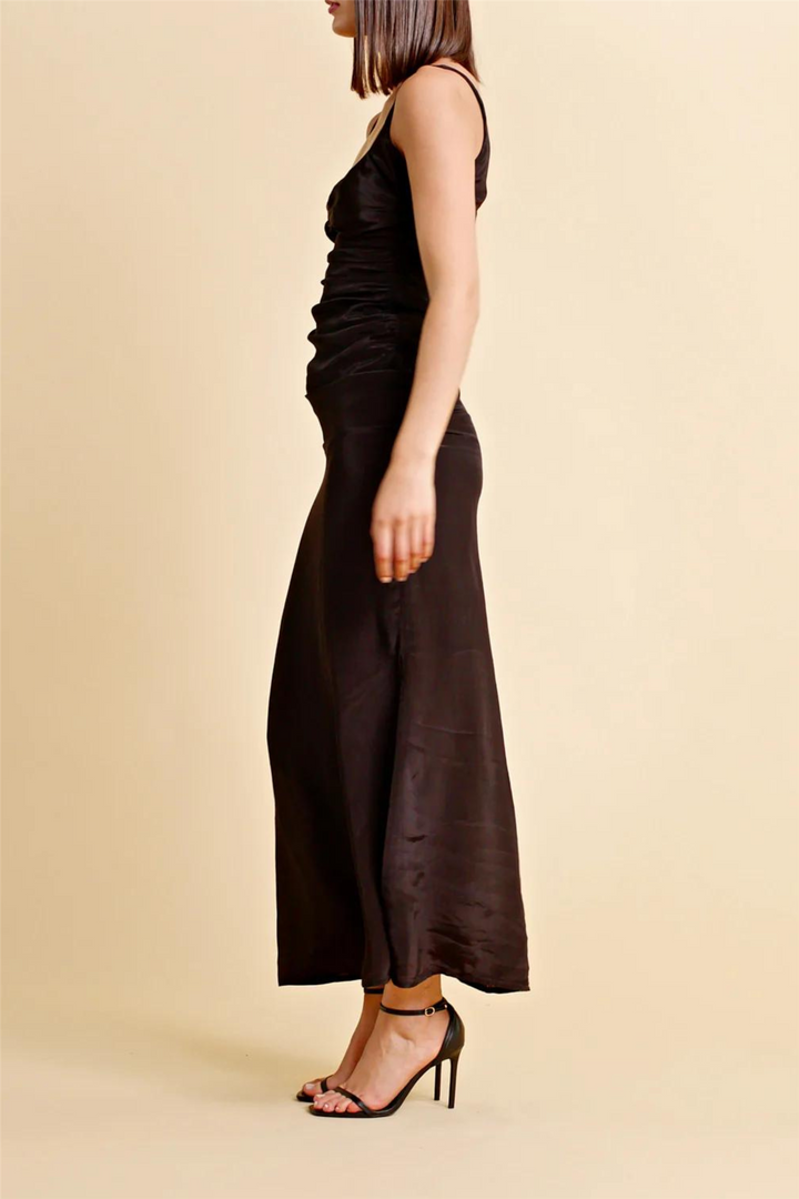 Satin Strap Dress Black