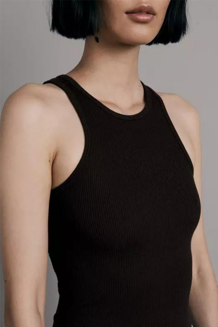 The Essential Rib Tank Black Black
