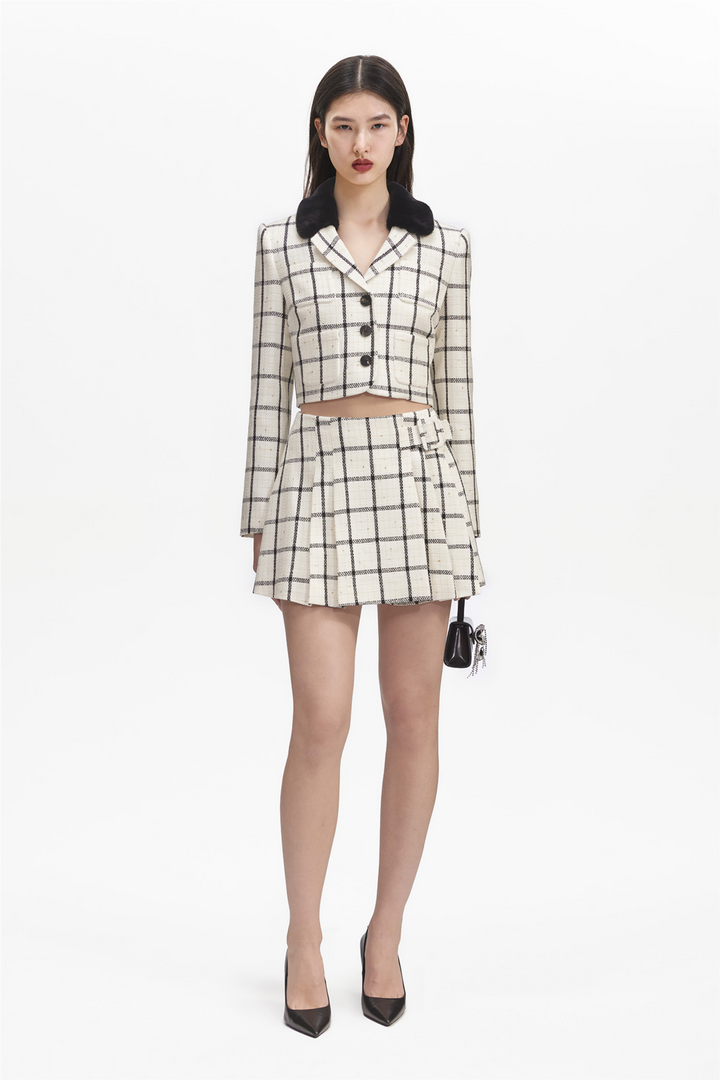 Cream Check Skirt