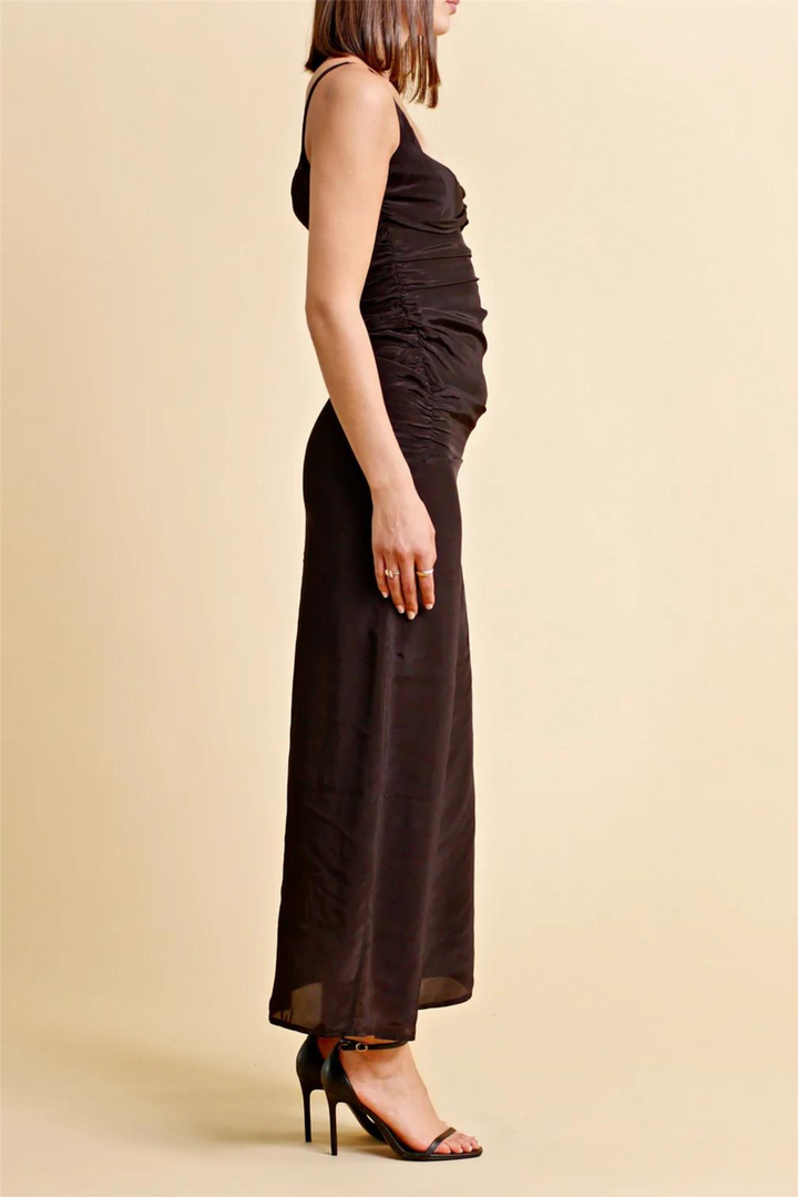 Satin Strap Dress Black