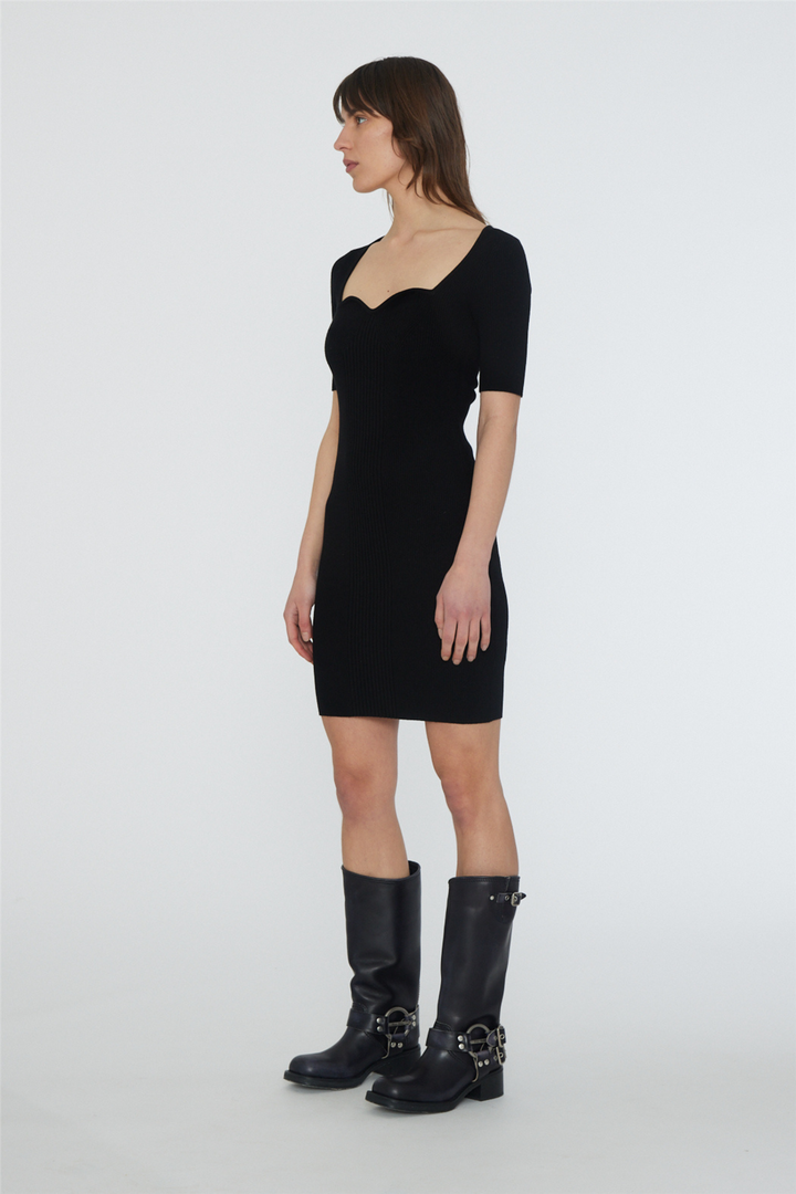 Knit Mini Dress Black