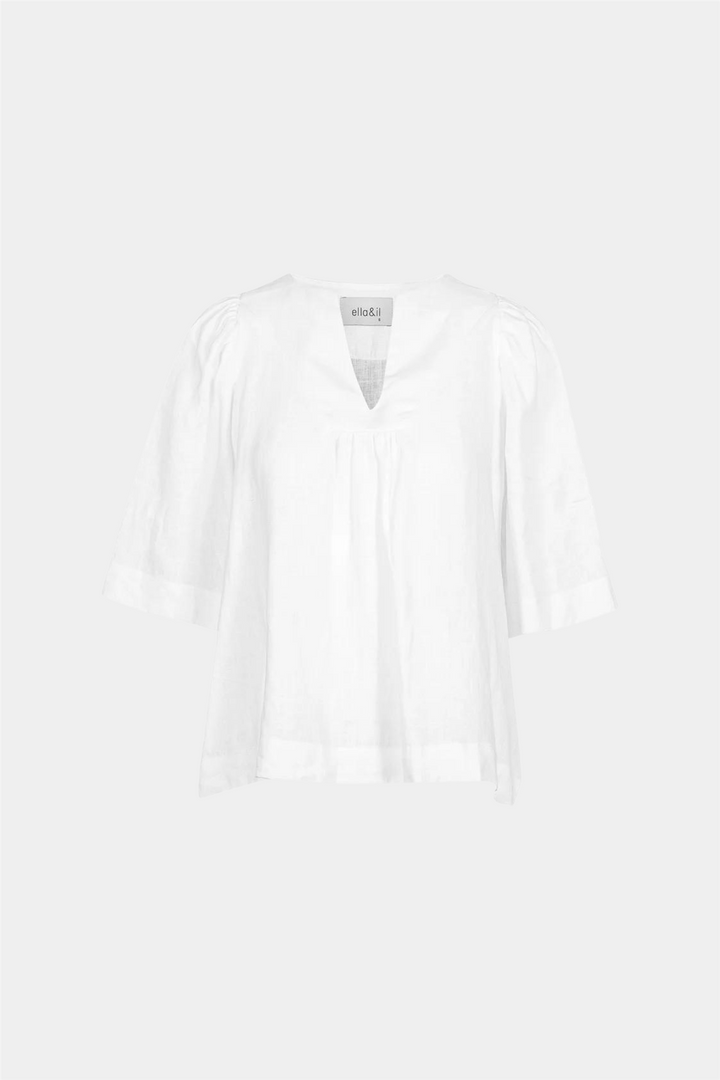 Ella & il Topp Ellie Linen Top White