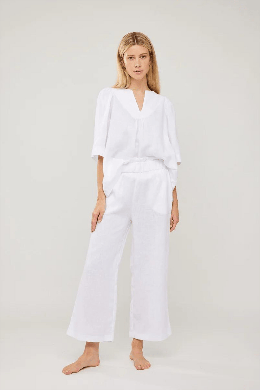 Ella & il Topp Ellie Linen Top White