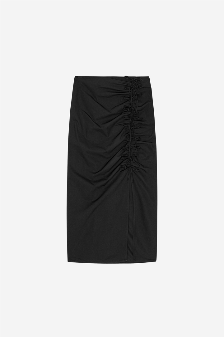 Ganni Skjørt Drapey Melange Midi Skirt Black