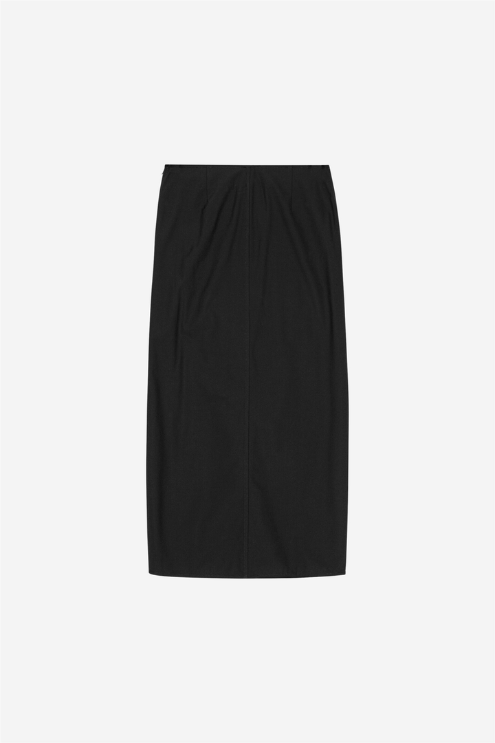 Ganni Skjørt Drapey Melange Midi Skirt Black