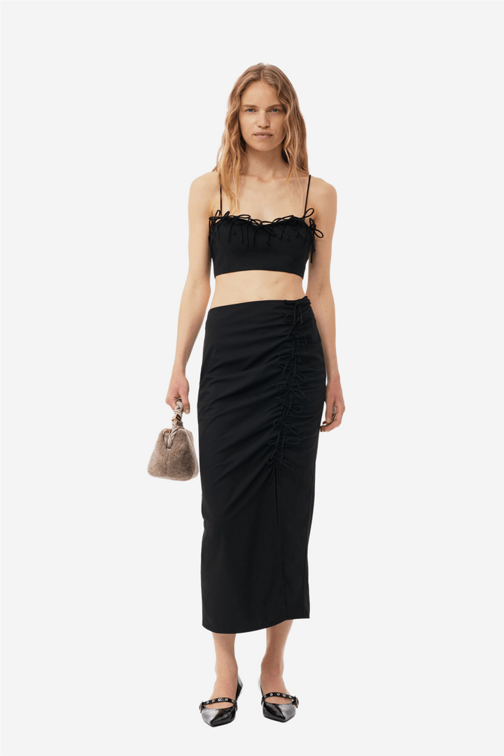 Ganni Skjørt Drapey Melange Midi Skirt Black