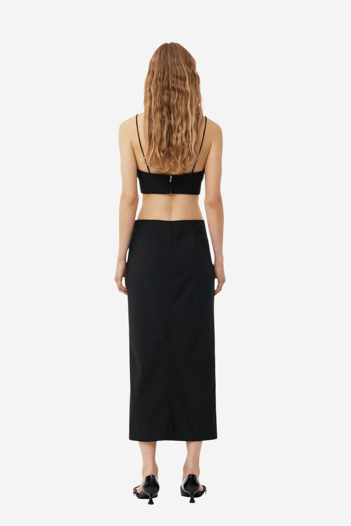 Ganni Skjørt Drapey Melange Midi Skirt Black
