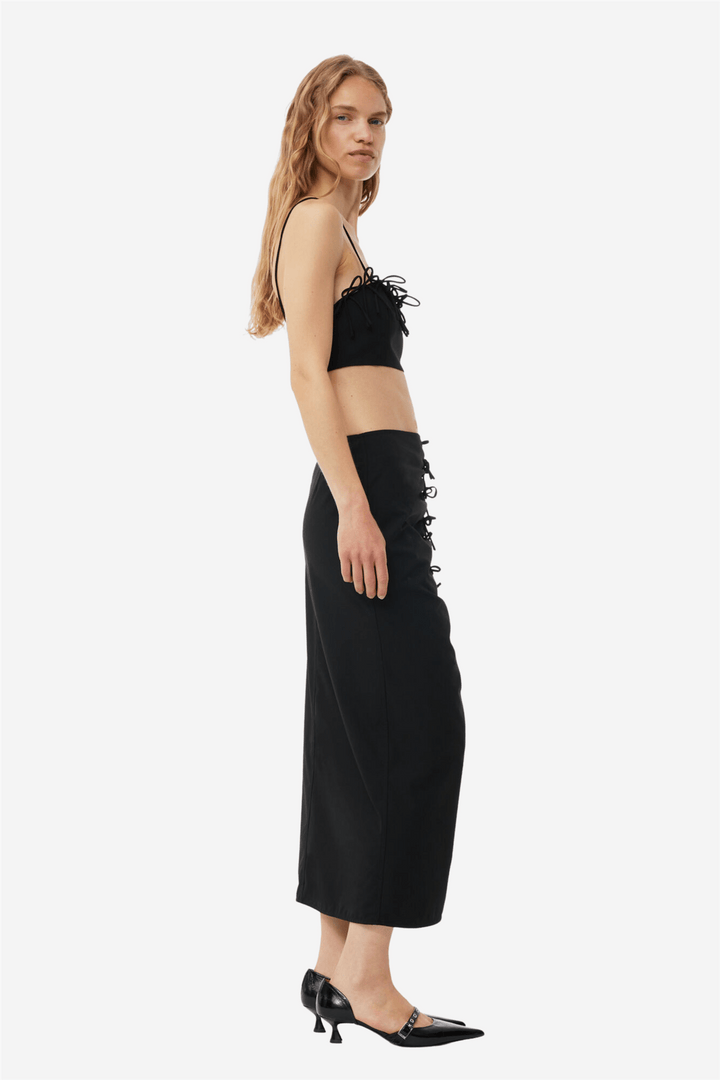 Ganni Skjørt Drapey Melange Midi Skirt Black