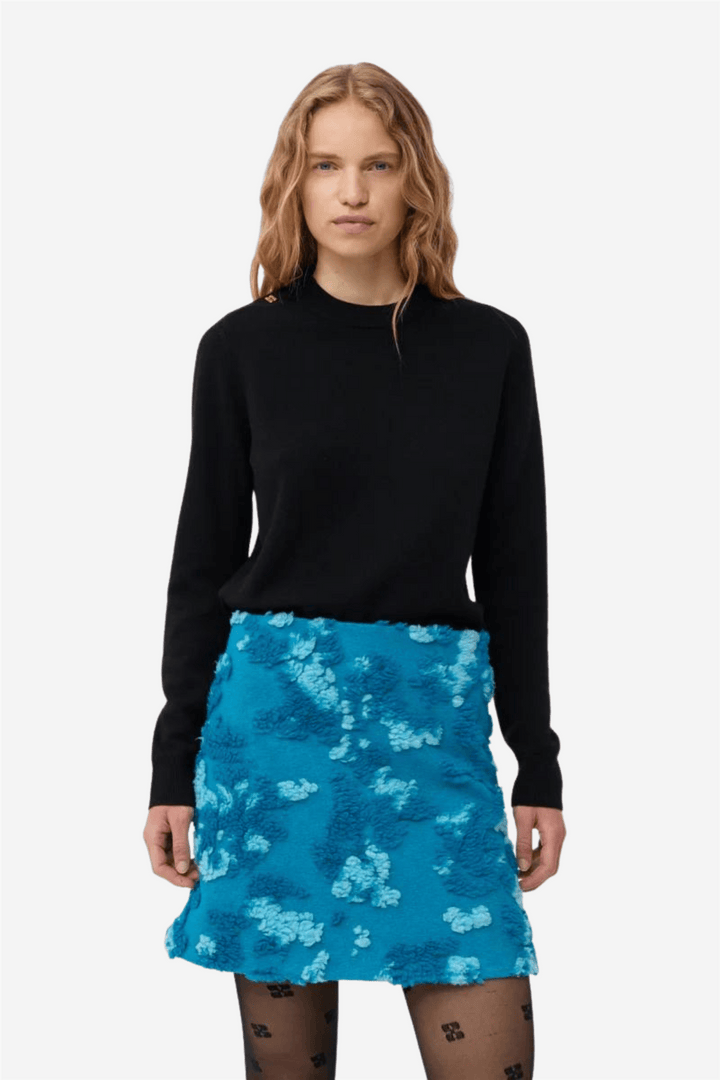Ganni Skjørt Soft 3D Jacquard Mini Skirt Algiers Blue
