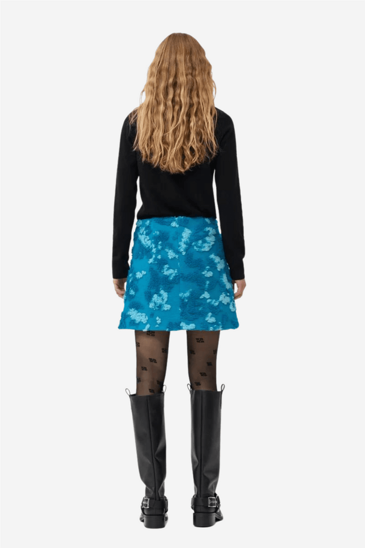 Ganni Skjørt Soft 3D Jacquard Mini Skirt Algiers Blue