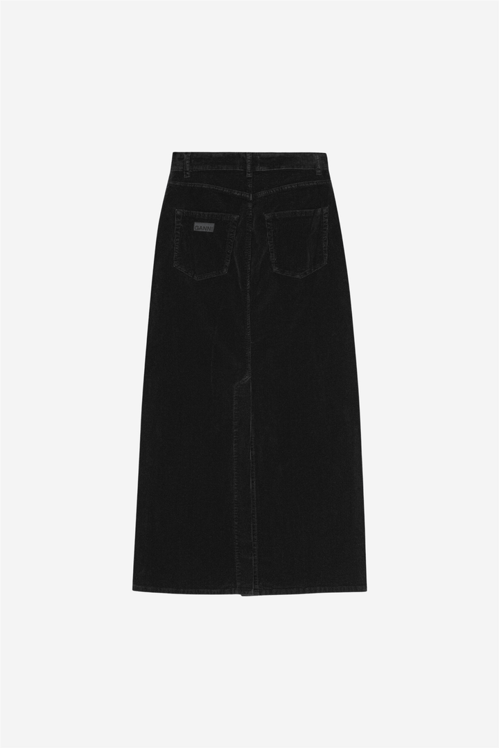Ganni Skjørt Washed Corduroy Long Skirt Black