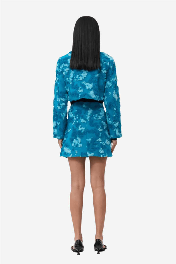 Ganni Yttertøy Soft 3D Jacquard Short Jacket Algiers Blue