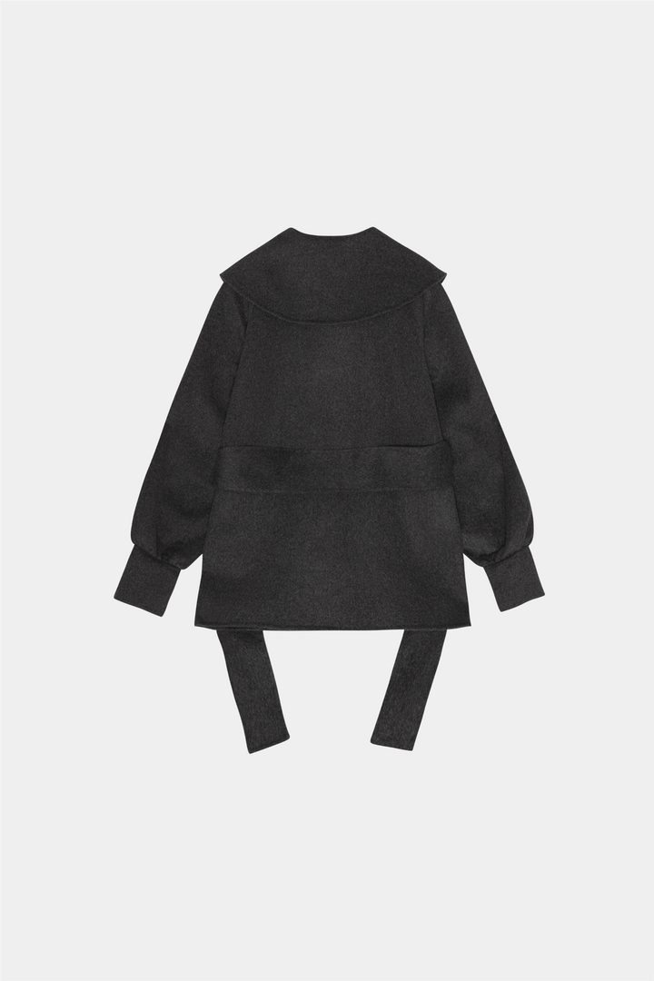 Ganni Yttertøy Wool Big Collar Belt Jacket Phantom