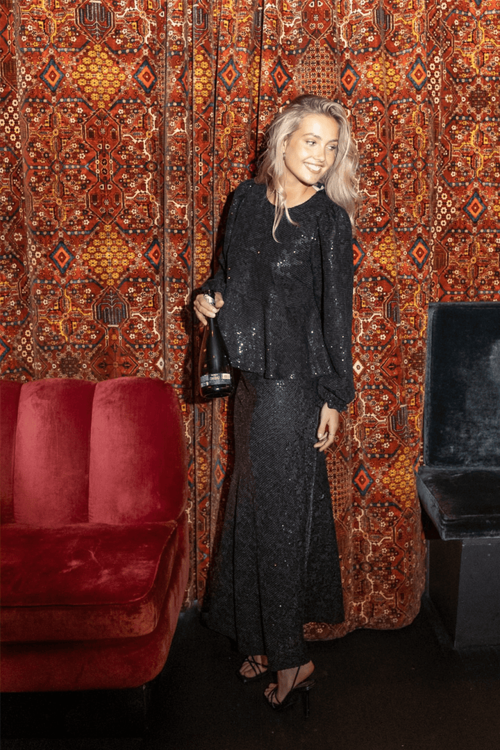 Neo Noir Bluser & Skjorter Rizzo Sequins Blouse Black