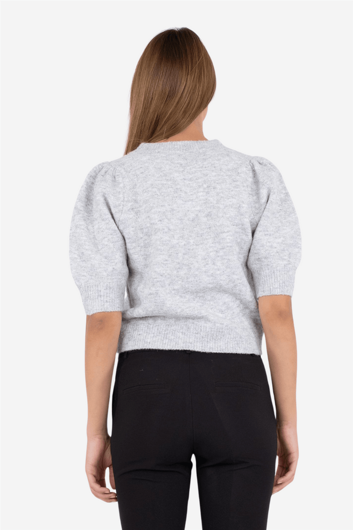 Neo Noir Genser & Cardigan Maia Pearl Knit Tee Light Grey Melange