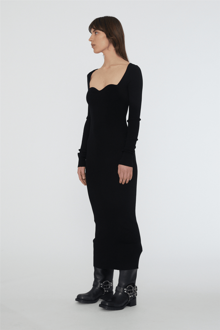 Remain Kjoler & jumpsuits Dense Curved Neck Dress Black
