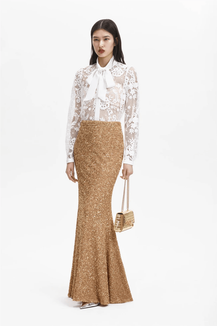 Self-Portrait Bluser & Skjorter White Lace Pussy Bow Shirt