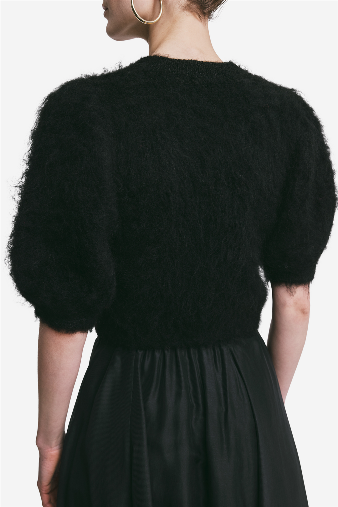 Hairy Knit Puffed Jacket Black