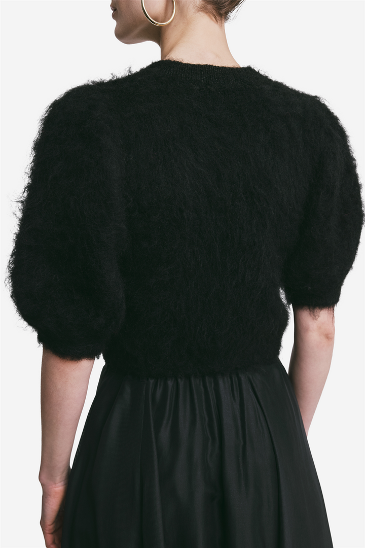 Hairy Knit Puffed Jacket Black