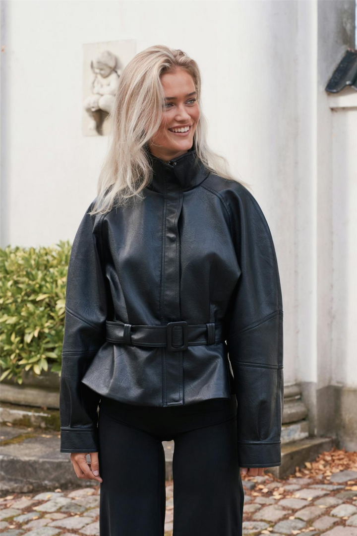 Jaclyn Faux Leather Jacket Black