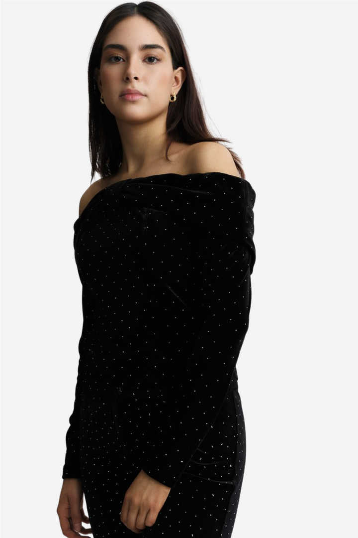 Tale Stud Velour Top Black