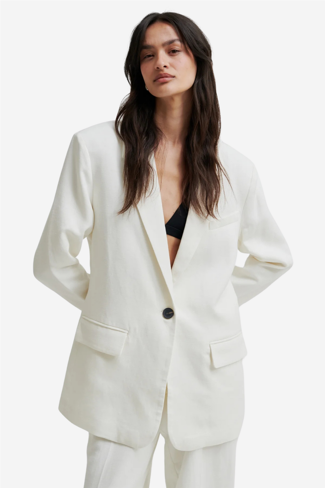 Lino New Fit Blazer White Alyssum