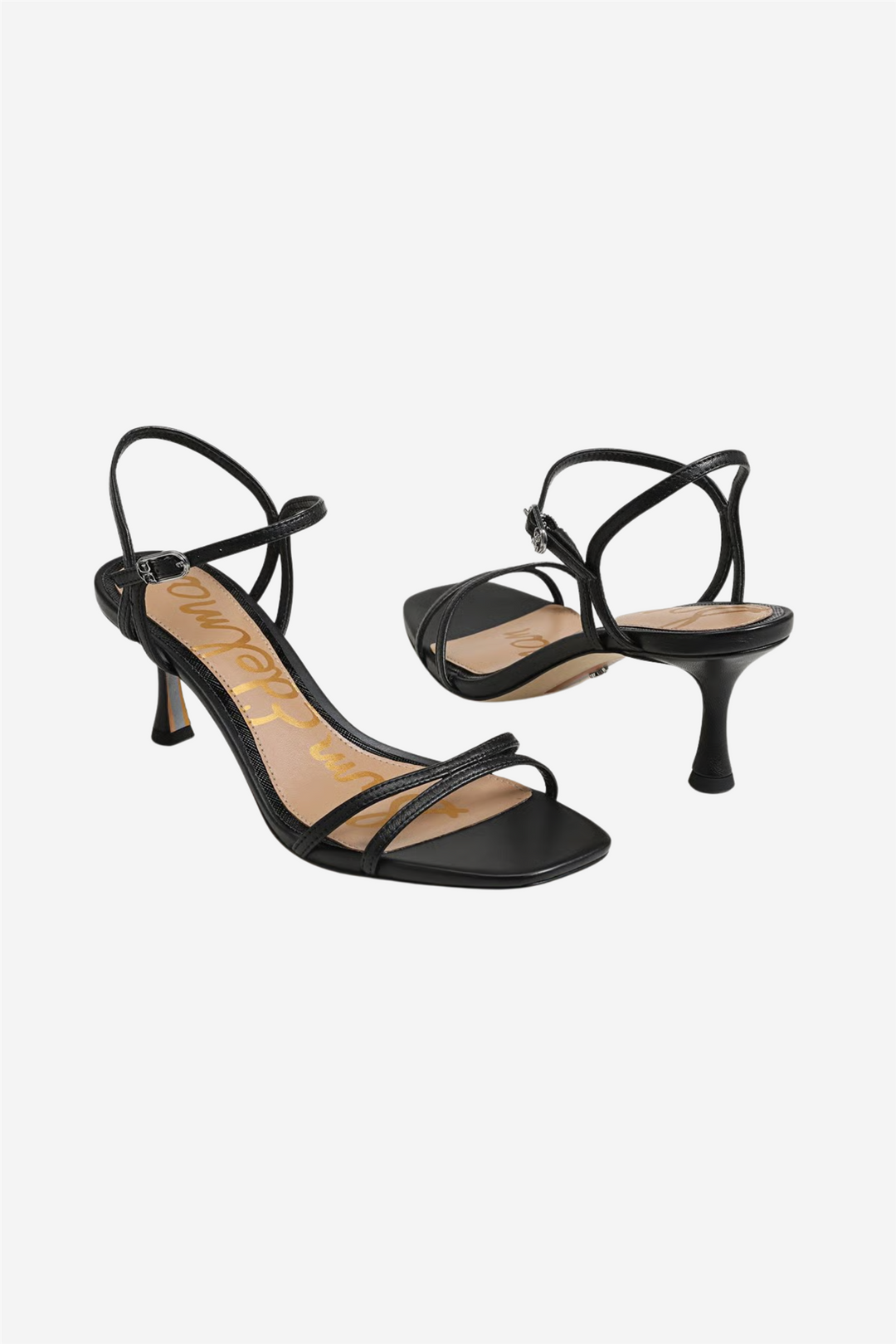 Presley Strappy Kitten Heel Black Leather