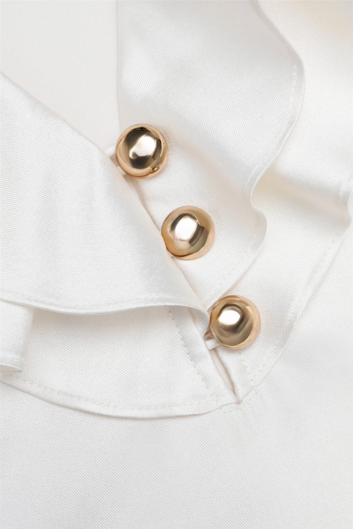 Cream Taffeta Ruffle Top