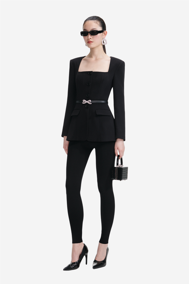 Crepe Tailored Top Black