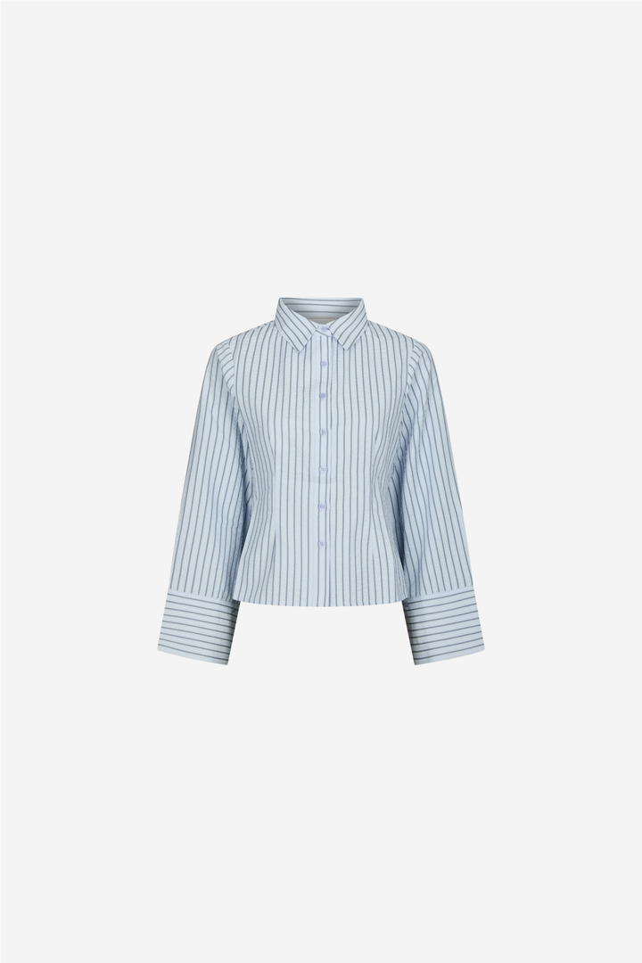 Rosa Striped Crepe Shirt Blue
