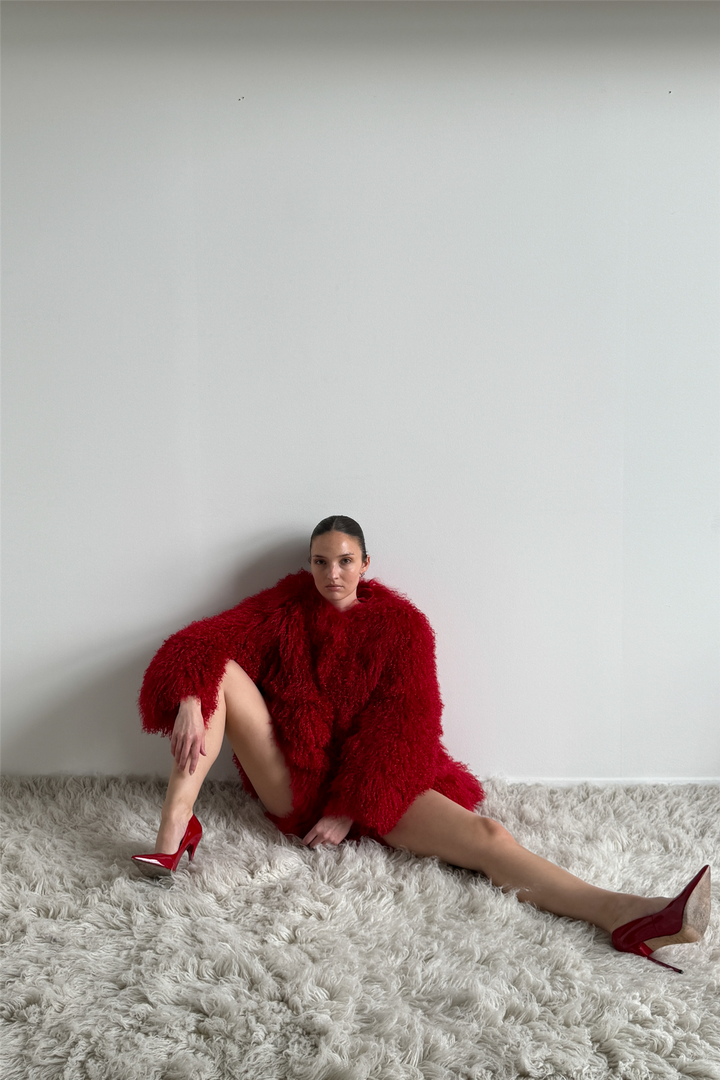 All night jacket short Red