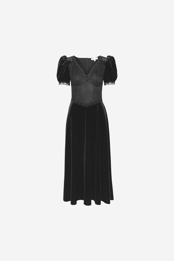 Francis Velvet Midi Dress Black