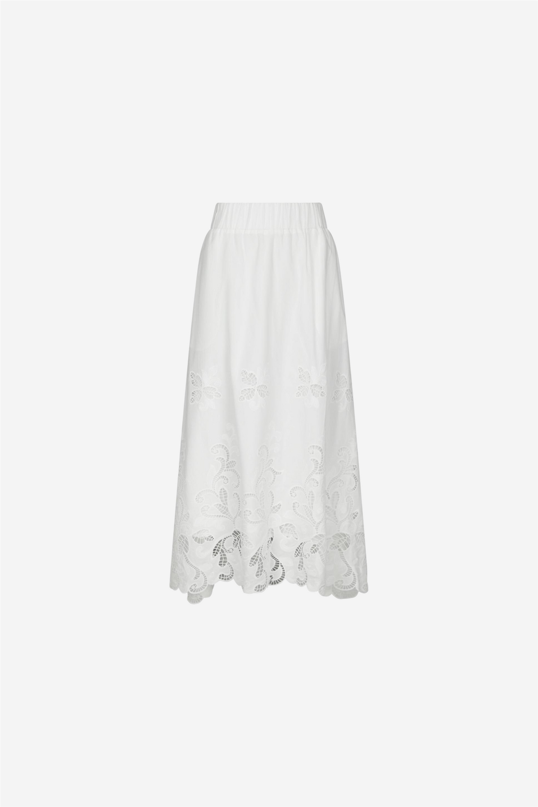Yara Long Embroidery Skirt White