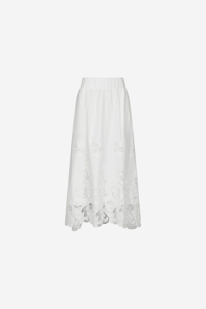 Yara Long Embroidery Skirt White
