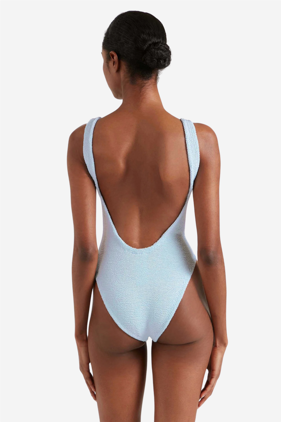 Square Neck Swim Metallic Ice Blue