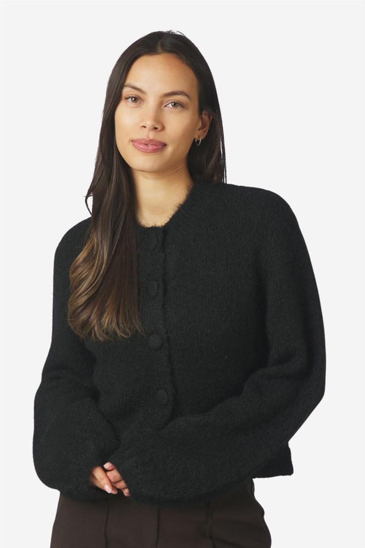Gio Fluffy Knit Cardigan Black