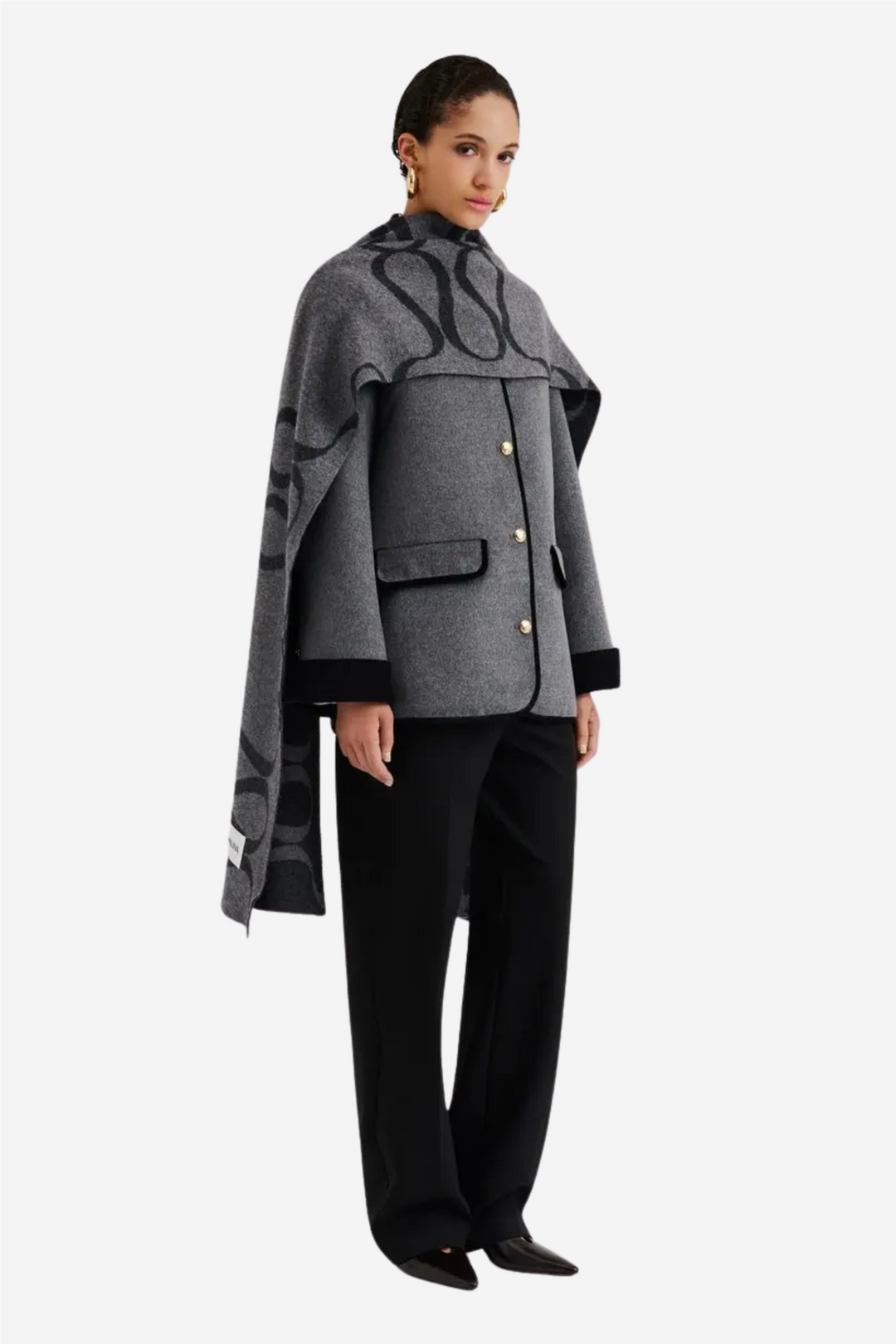 Monogram Wool Blend Scarf Grey