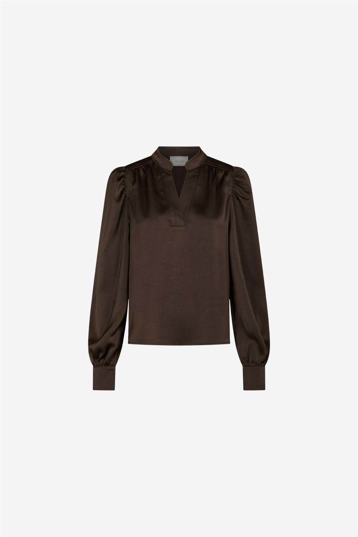 Rosslyn Heavy Sateen Blouse Dark Brown