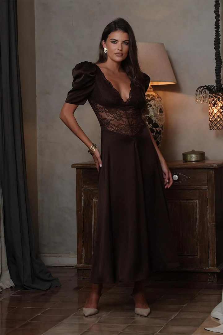 Francis Lace Midi Dress Espresso