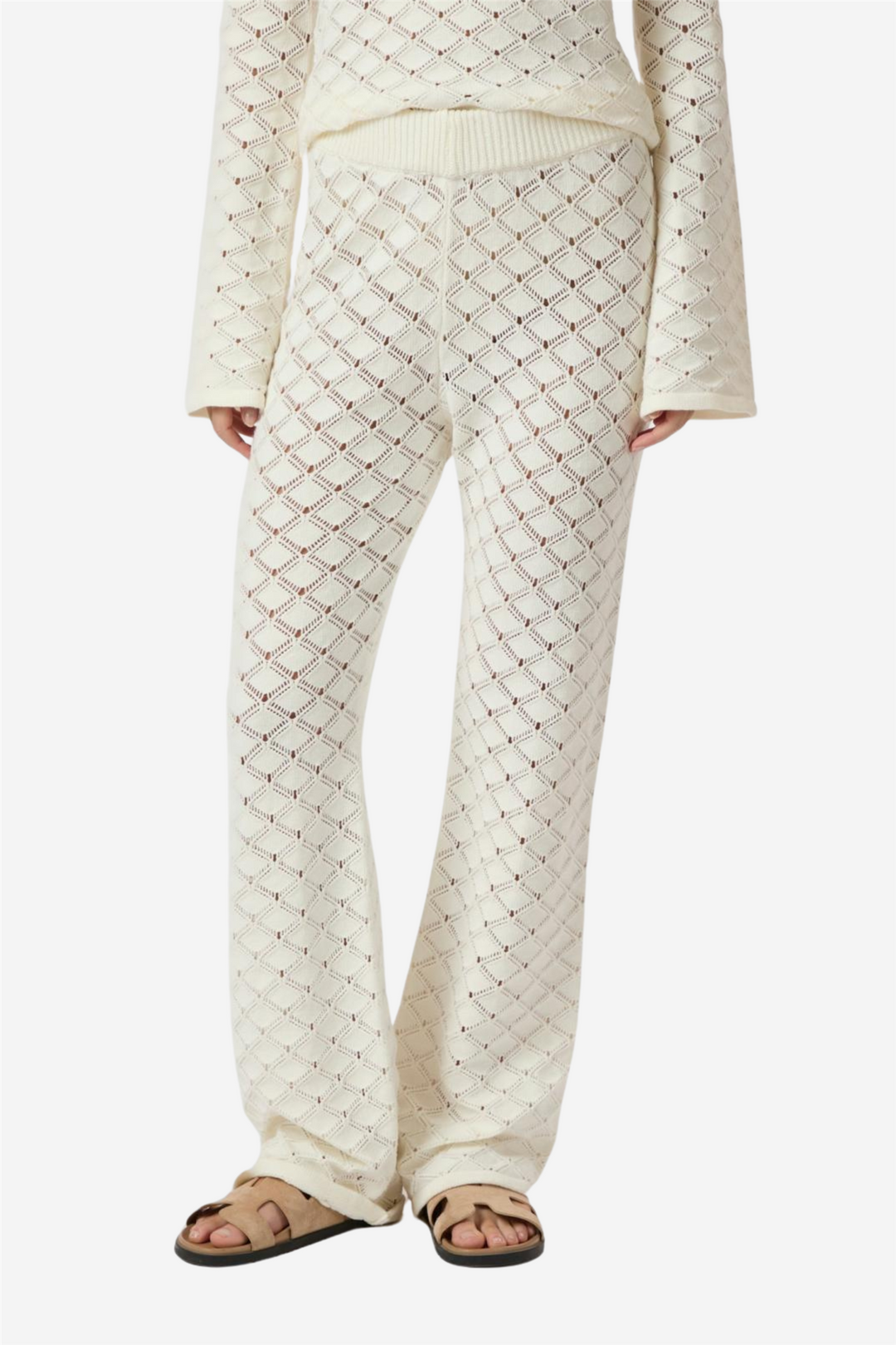 Rizzy Crochet Pants Off White