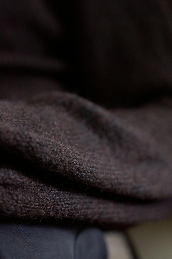 Gio Fluffy Knit Cardigan Dark Brown