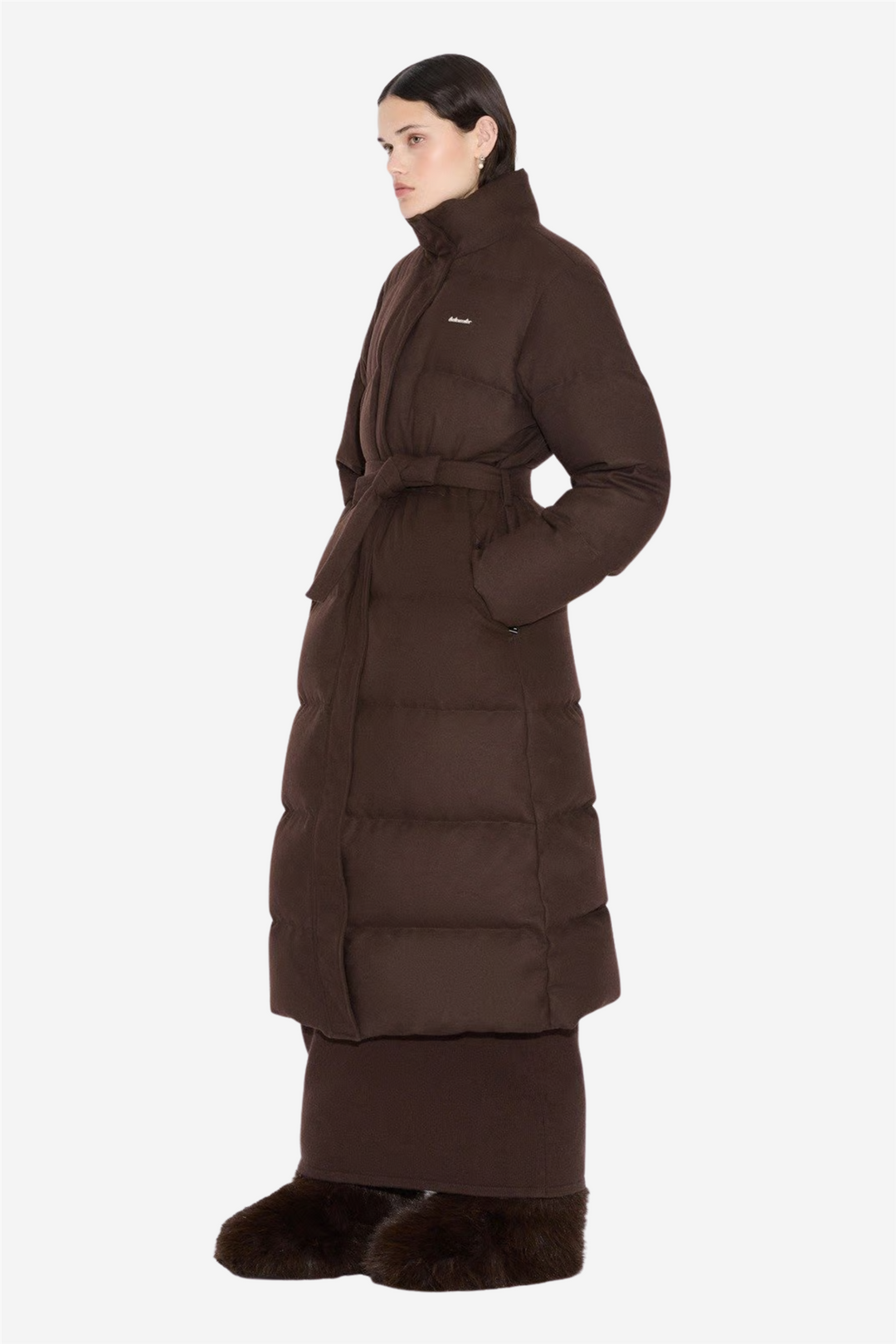 W Tech Wool Down Coat Dark Brown